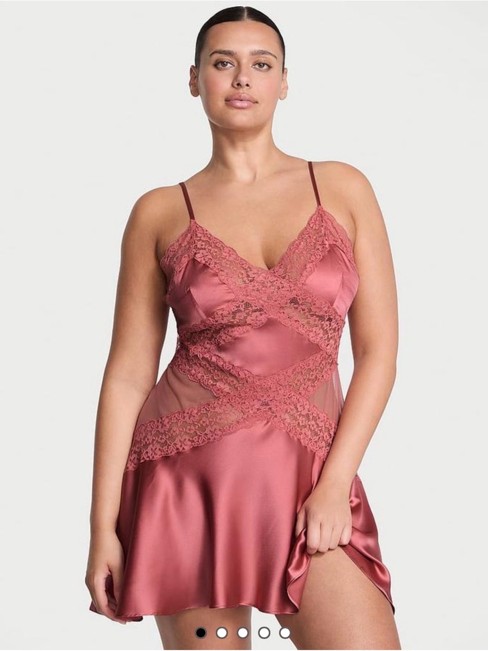 Victoria's Secret Satin Lace Chemise in Dusty Rose